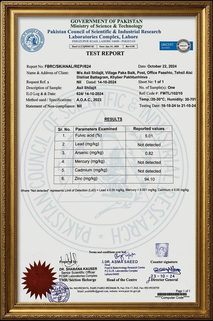 PCSIR Lab Test Report